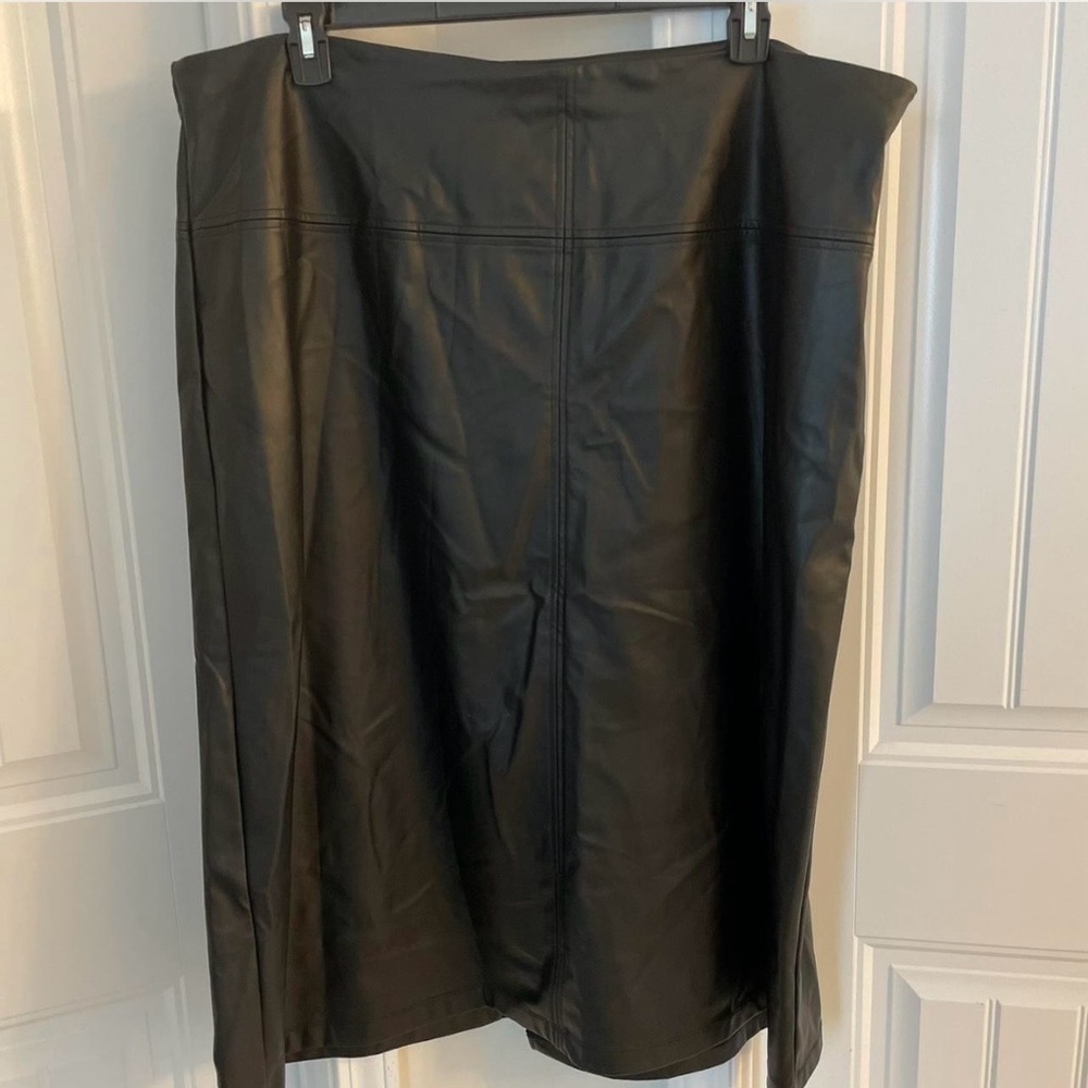 a new day Black Faux Leather Pencil Skirt